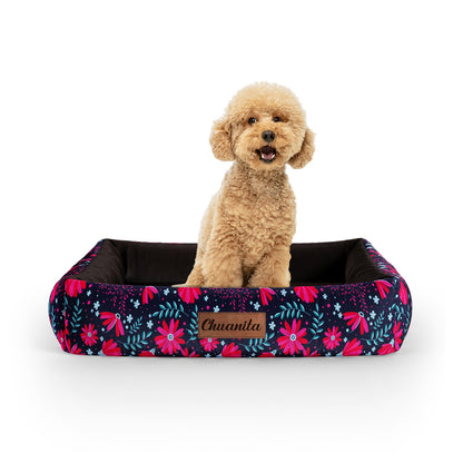 Folclore Flowers Flirt Personalized Lounge Dog Bed With Sides