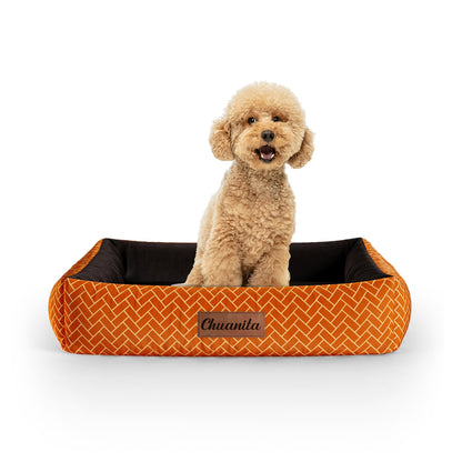 Little Fox Saffron Personalisiertes Lounge-Hundebett mit Seiten