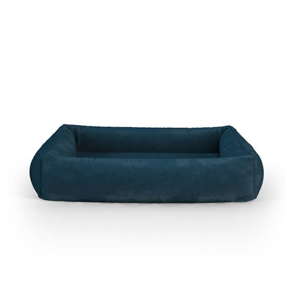 Luxury Velvet Look Midnight Personalized Lounge Dog Bed With Sides