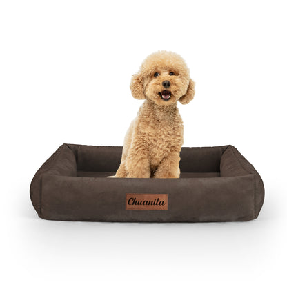 Luxury Velvet Look Saddle Personalized Lounge Dog Bed With Sides