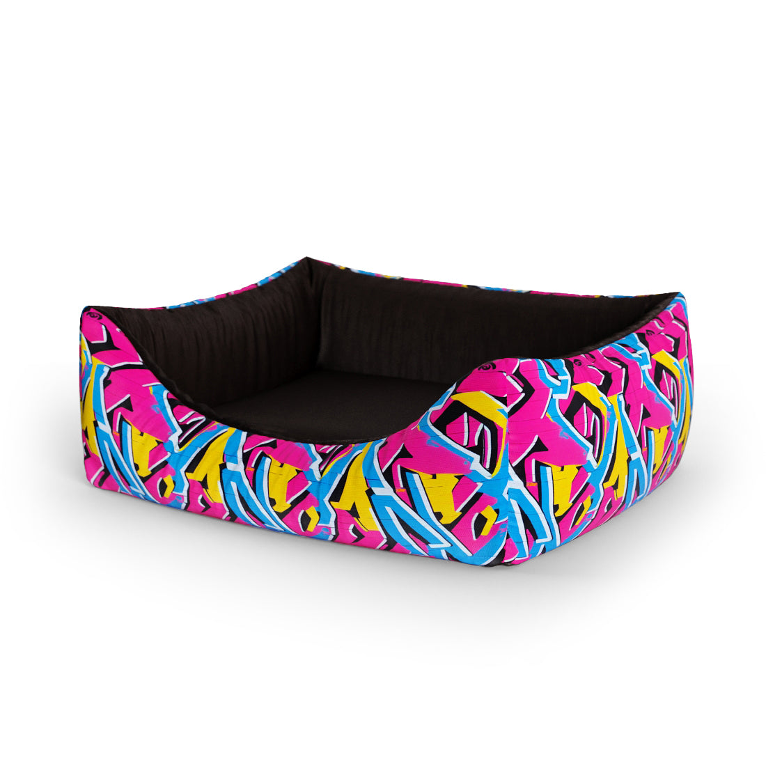 Graffiti Razzle Personalized Lounge Dog Bed With Entrance