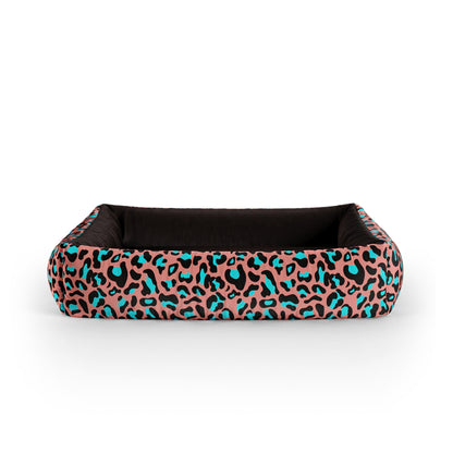 Crazy Leopard Genta Personalisiertes Lounge-Hundebett mit Seiten