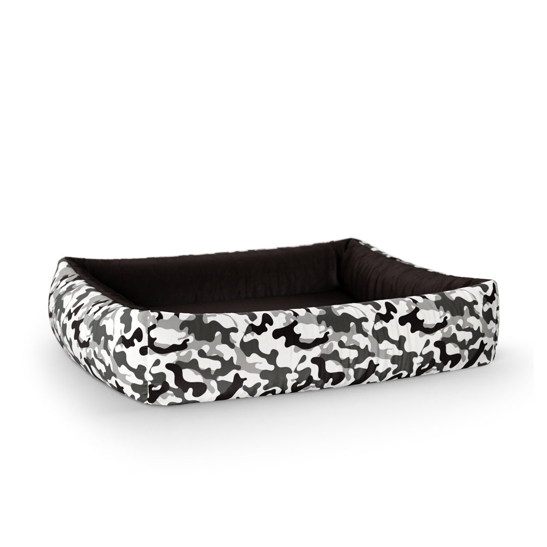 Camoflage Winter Personalized Lounge Dog Bed With Sides