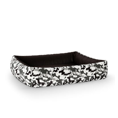 Camoflage Winter Personalisiertes Lounge Hundebett mit Seiten