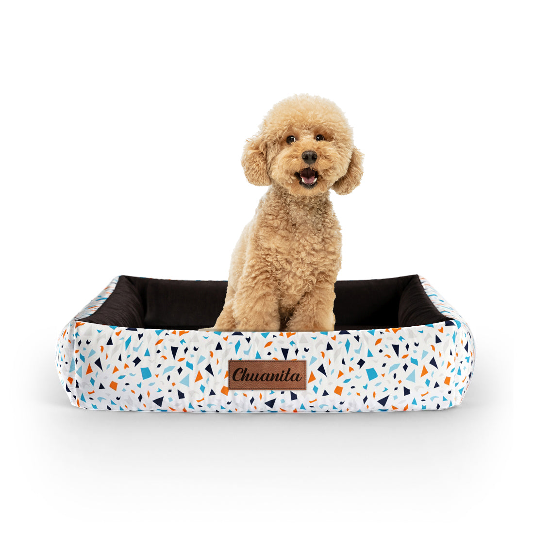 Snow Flowers Isabell Personalized Lounge Dog Bed With Sides