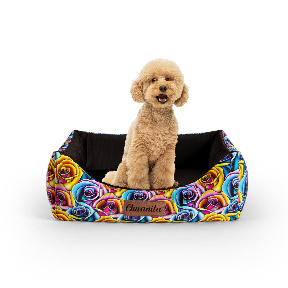 Wild Roses Magic Personalized Lounge Dog Bed With Entrance