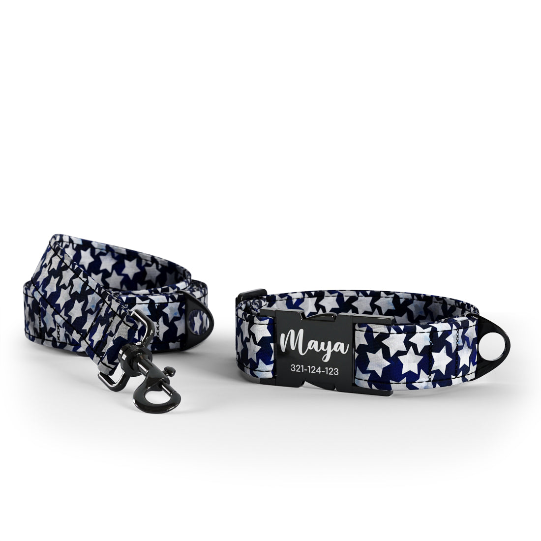 Deep Stars Cosmic personalisiertes Hundehalsband und Leine-Set