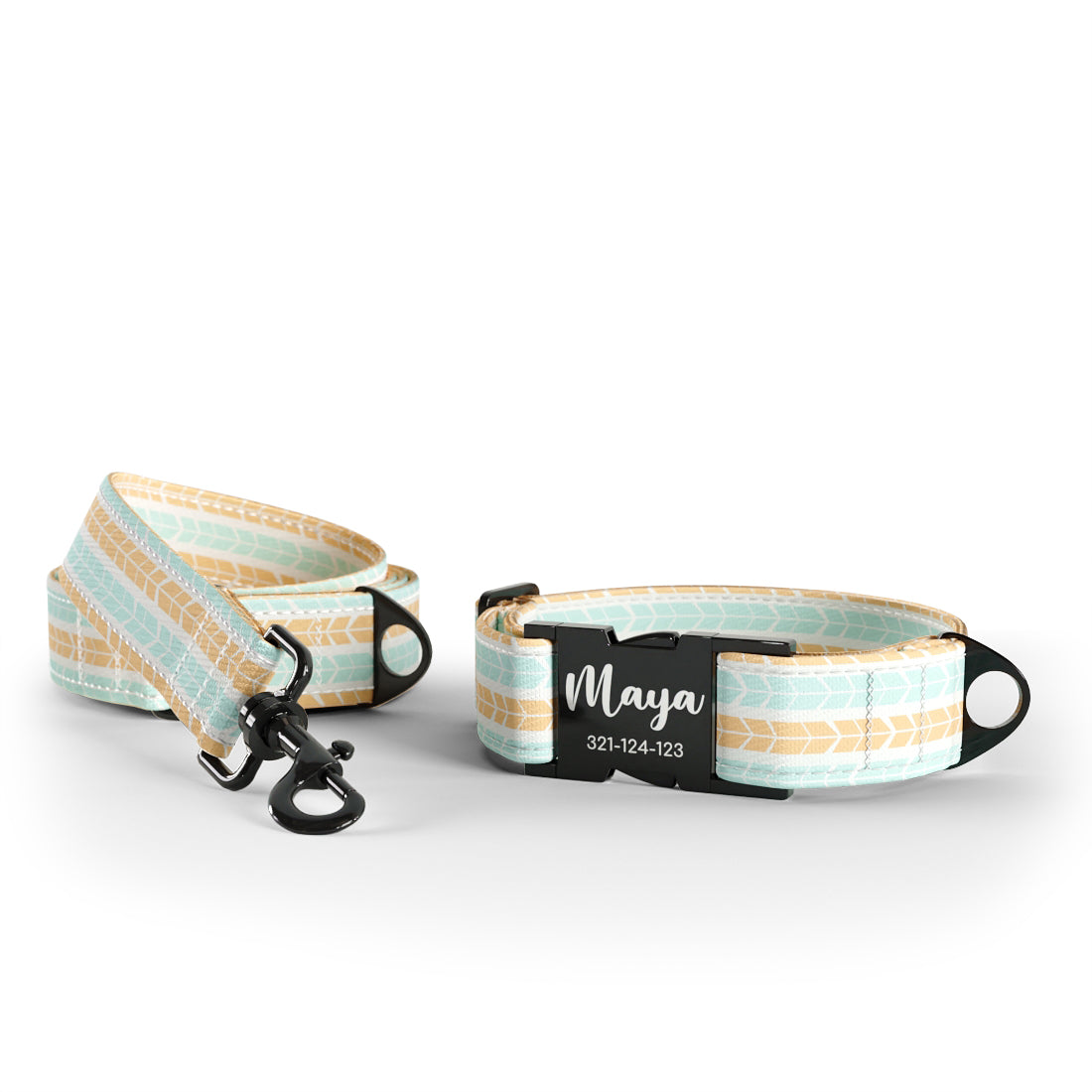 Boho Color Wild Personalized Dog Collar And Leash Set