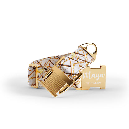 Gold Marmor Champagner Personalisiertes Hundehalsband