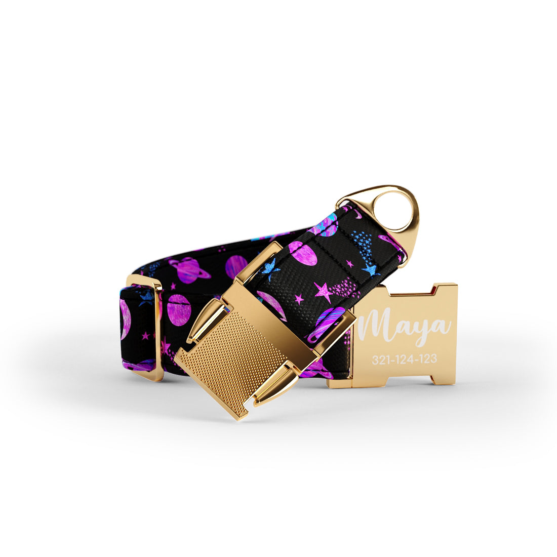 Space Cowboy Orchid Personalisiertes Hundehalsband und Leine-Set