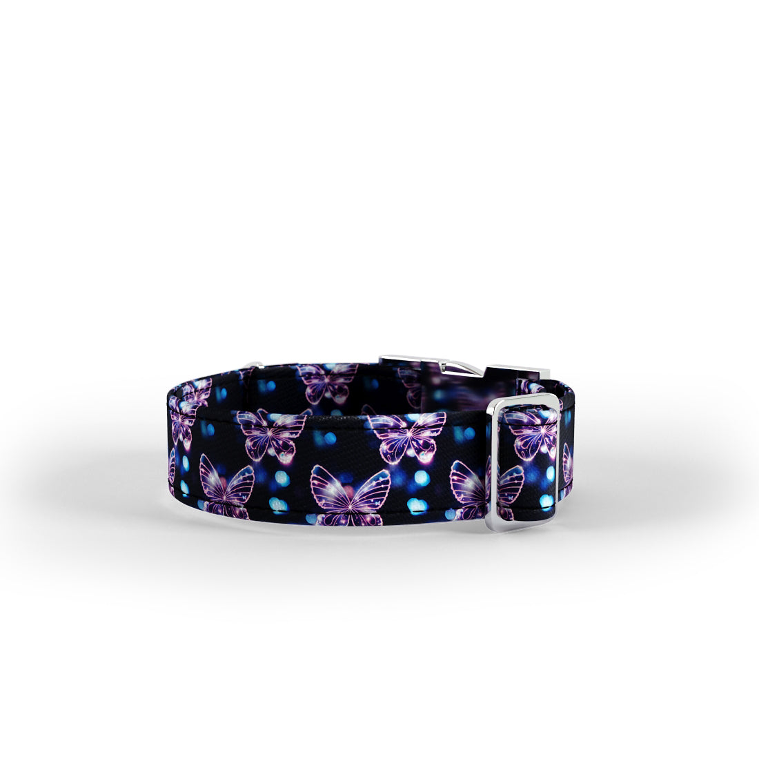 Lightning Butterflies Bluetiful personalisiertes Hundehalsband und Leine-Set