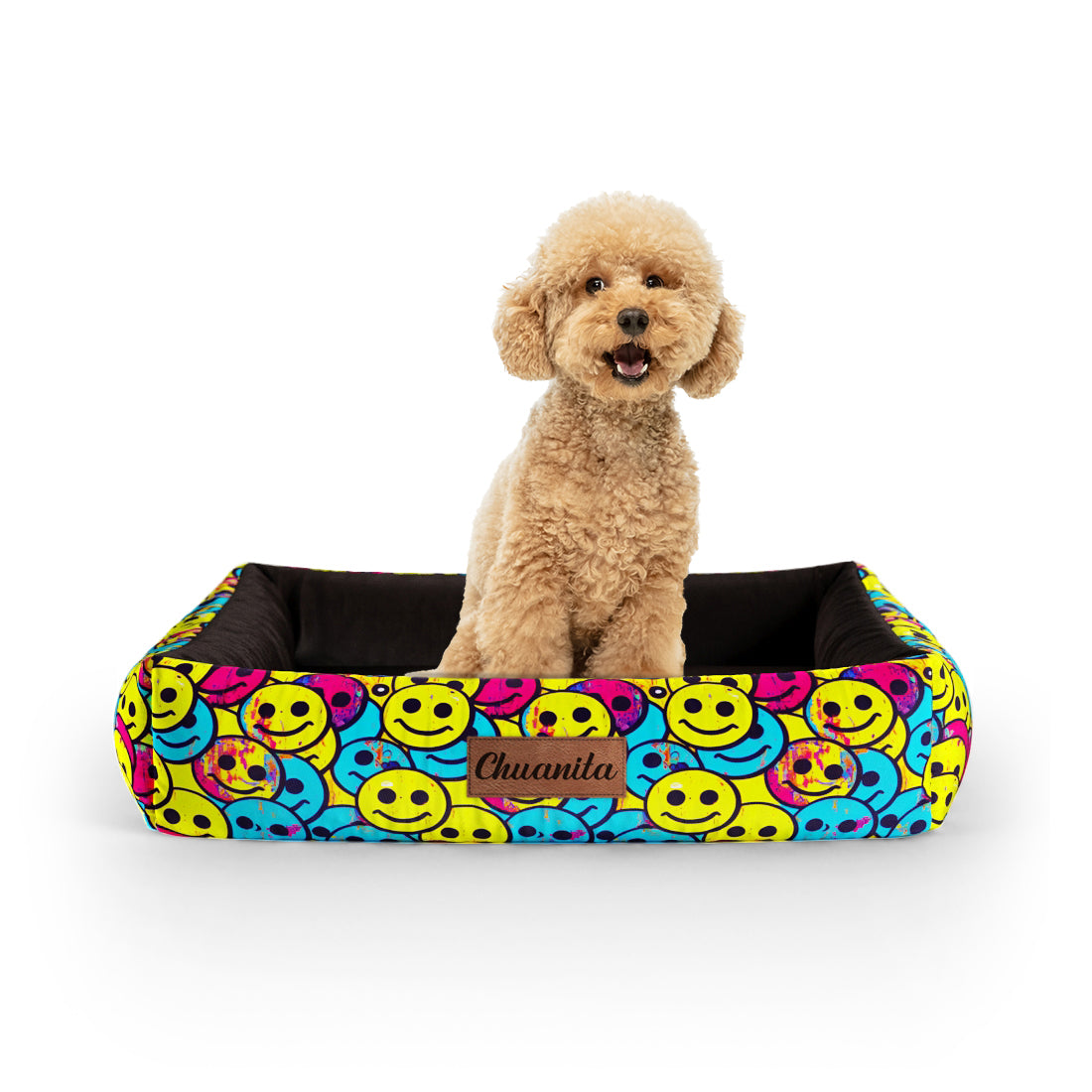 Smiles Canary Personalized Lounge Dog Bed With Sides