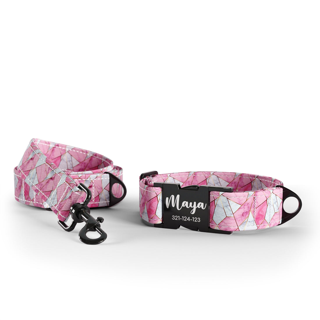 Pink Marble  Kobi Personalized Dog Collar