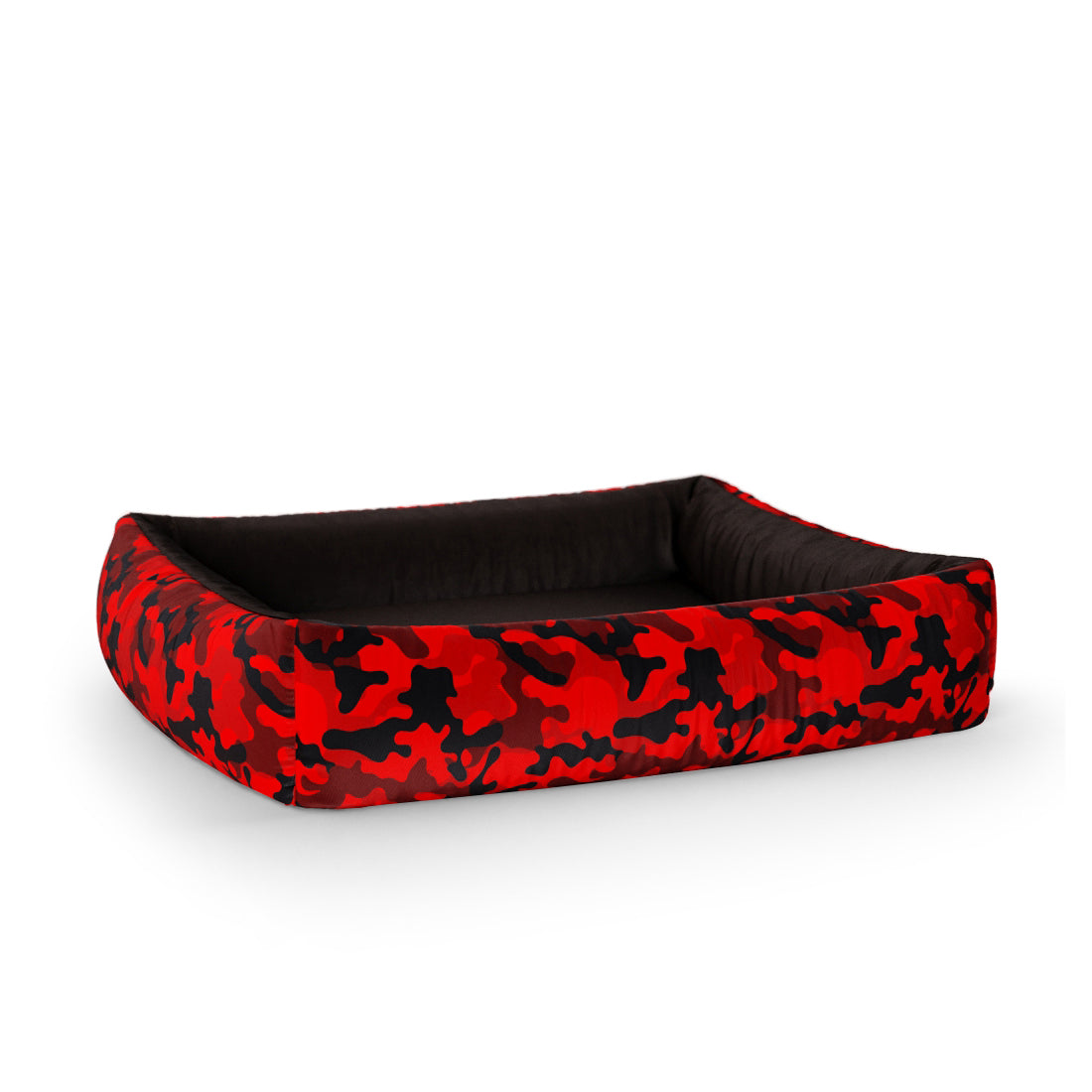 Camoflage Burgun Personalized Lounge Dog Bed With Sides