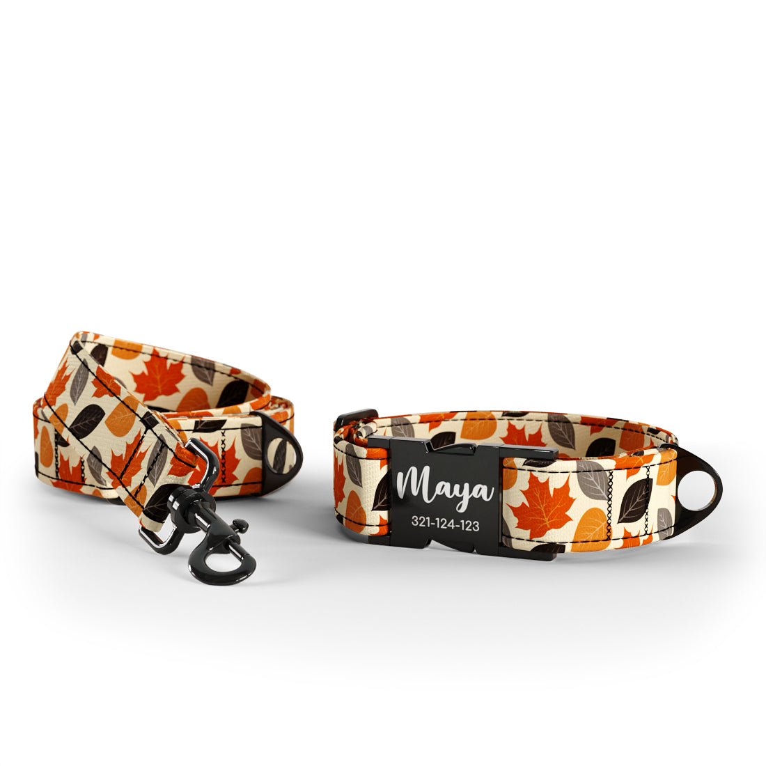 Herbstfarben Pfirsich personalisiertes Hundehalsband