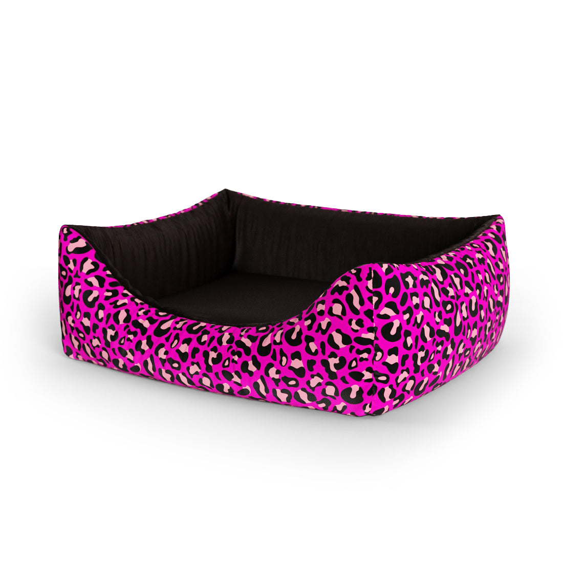 Crazy Leopard Rose Personalized Lounge Dog Bed With Entrance