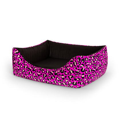 Crazy Leopard Rose Personalized Lounge Dog Bed With Entrance