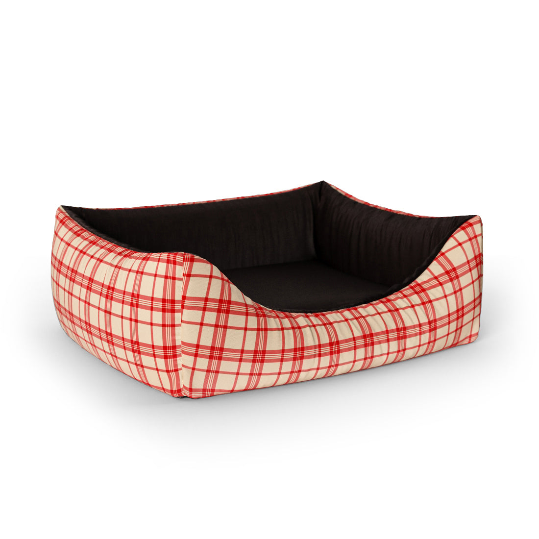 Color Buffalo Peach Personalized Lounge Dog Bed With Entrance