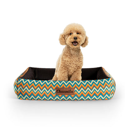 Boho Style Burnt Personalized Lounge Dog Bed With Sides