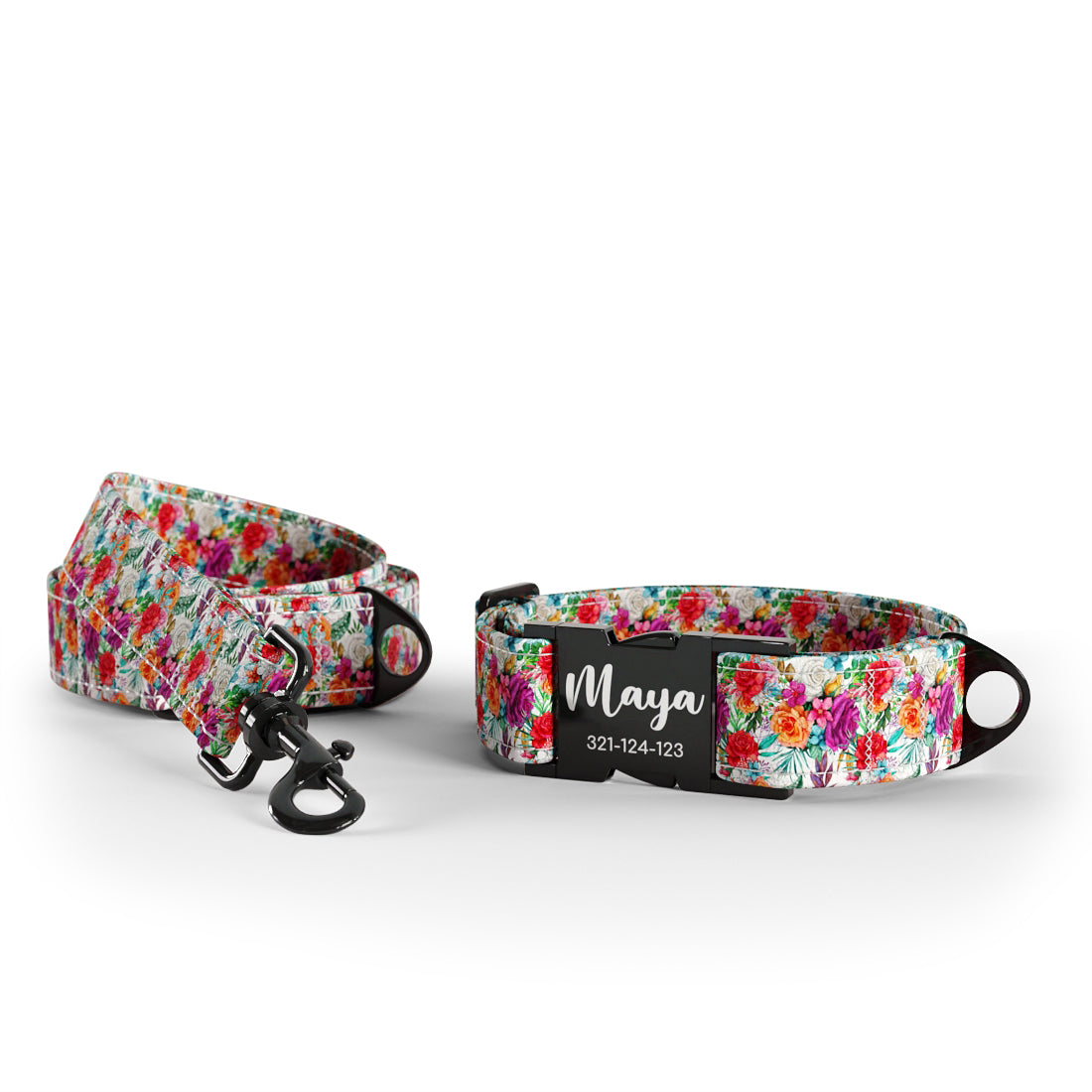 Water Folklore Flowers Maximales personalisiertes Hundehalsband