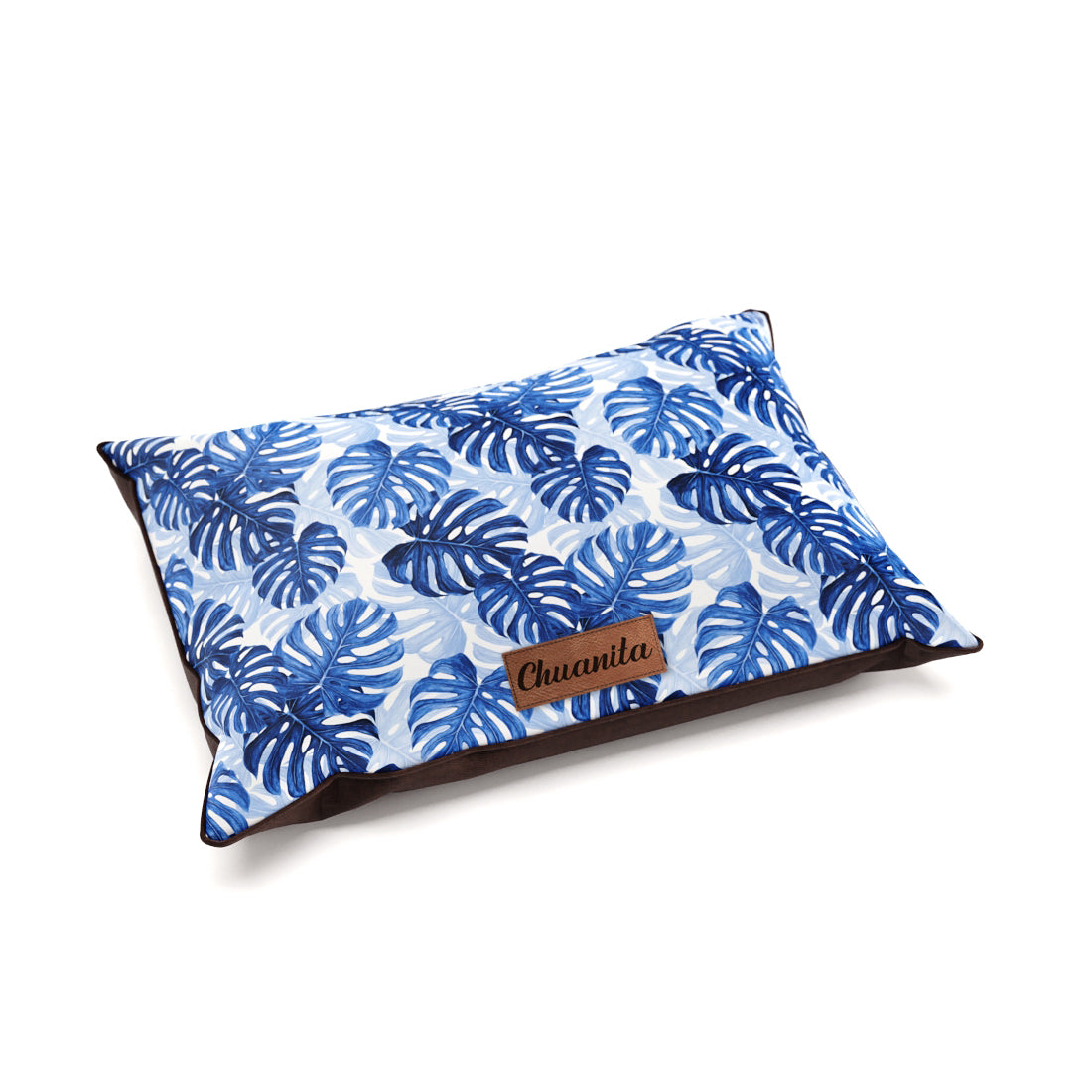 Tropical Leaves Indigo Personalized Pillow Style Fashion Dog Bed