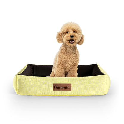 Sweet Polka Dot Aureolin Personalized Lounge Dog Bed With Sides