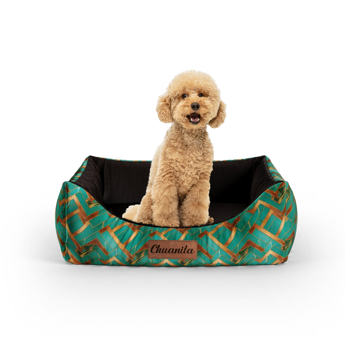 Retro Marmor Dschungel personalisierte Lounge Hundebett mit Eingang