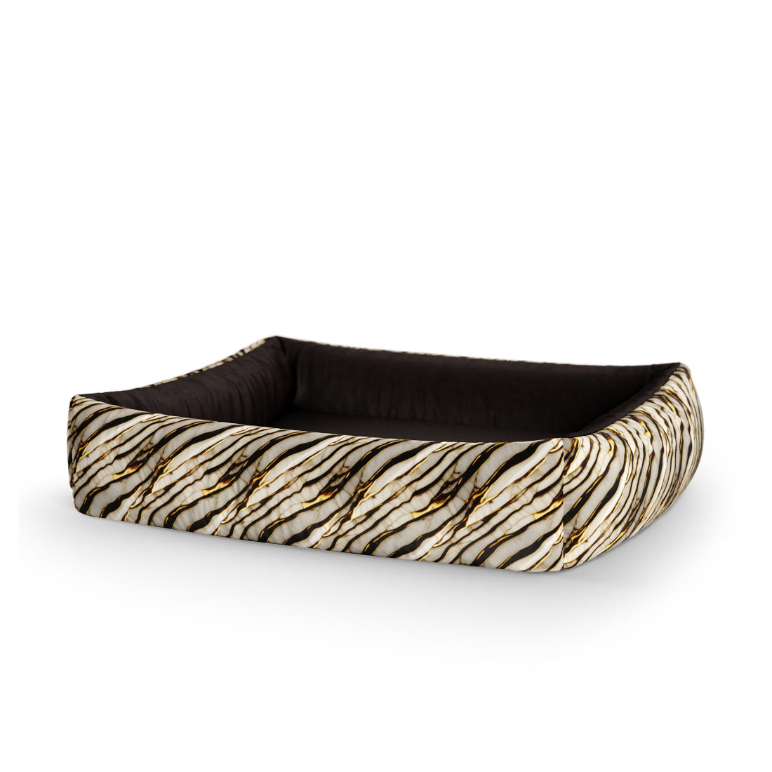 Gold Marble Goldenrod Personalized Lounge Dog Bed With Sides