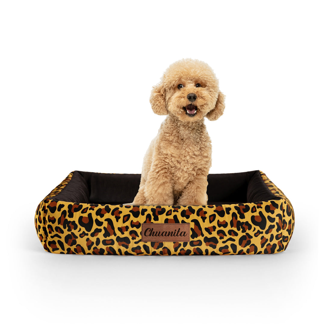 Crazy Leopard Persian Personalized Lounge Dog Bed With Sides