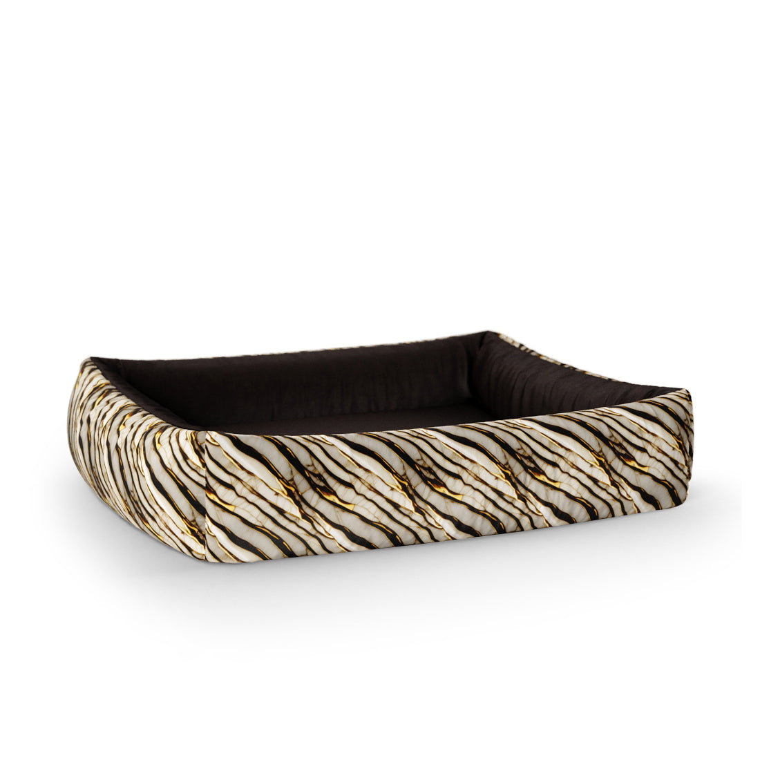 Gold Marble Goldenrod Personalized Lounge Dog Bed With Sides