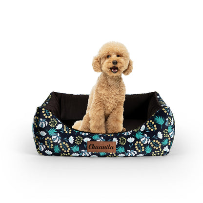 Dark Night Flowers Eagle Personalized Lounge Dog Bed With Entrance