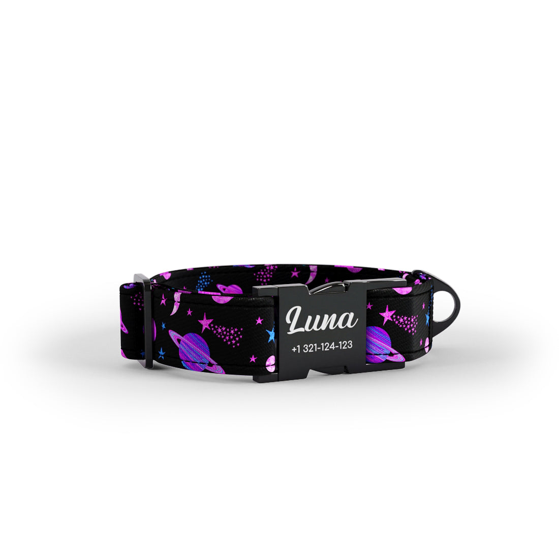 Space Cowboy Orchid Personalized Dog Collar