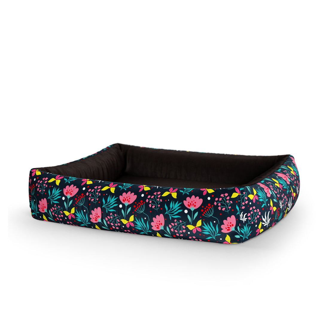 Dark Night Flowers Lapis Personalisiertes Lounge Hundebett mit Seiten