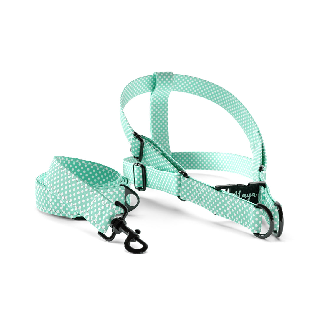 Sweat Polka Dots Android Personalized Dog Fashion Belt Harness And Leash Set