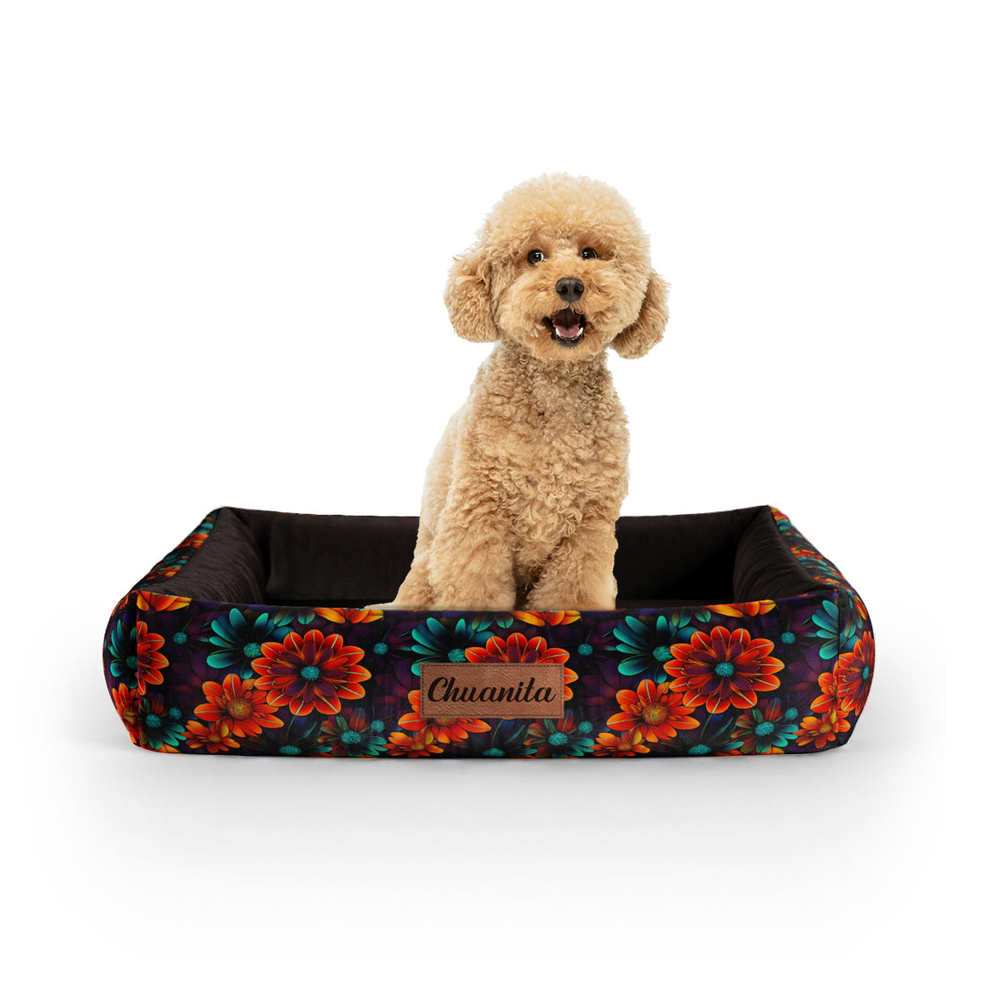 Deep Flowers Orchid Personalisiertes Lounge-Hundebett mit Seiten