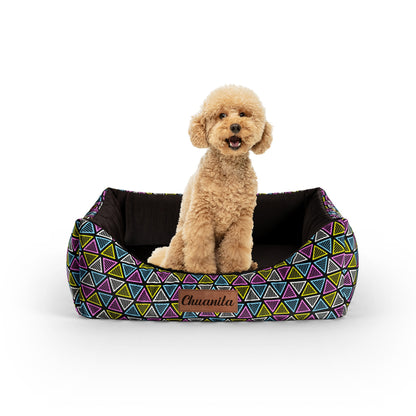 Lightning Triangles Jet Personalized Lounge Dog Bed With Entrance