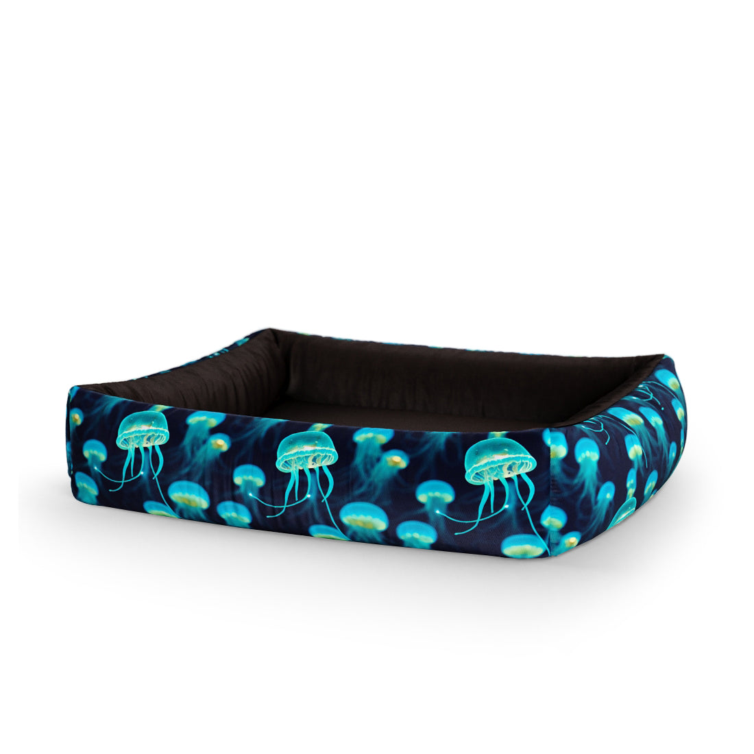 Jellyfish Lapis Personalized Lounge Dog Bed With Sides