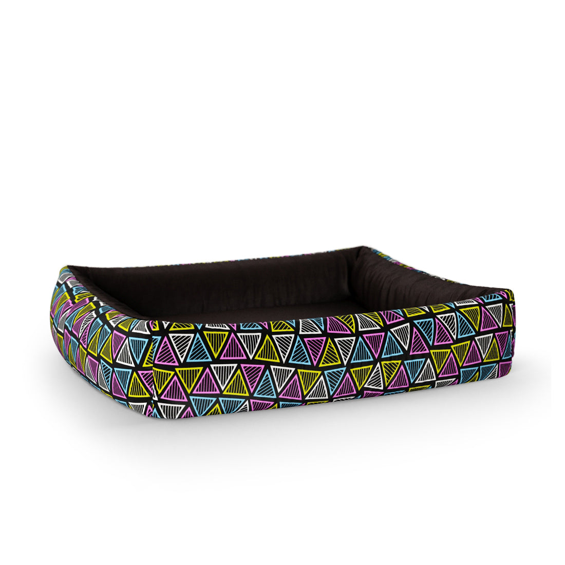 Lightning Triangles Jet Personalized Lounge Dog Bed With Sides