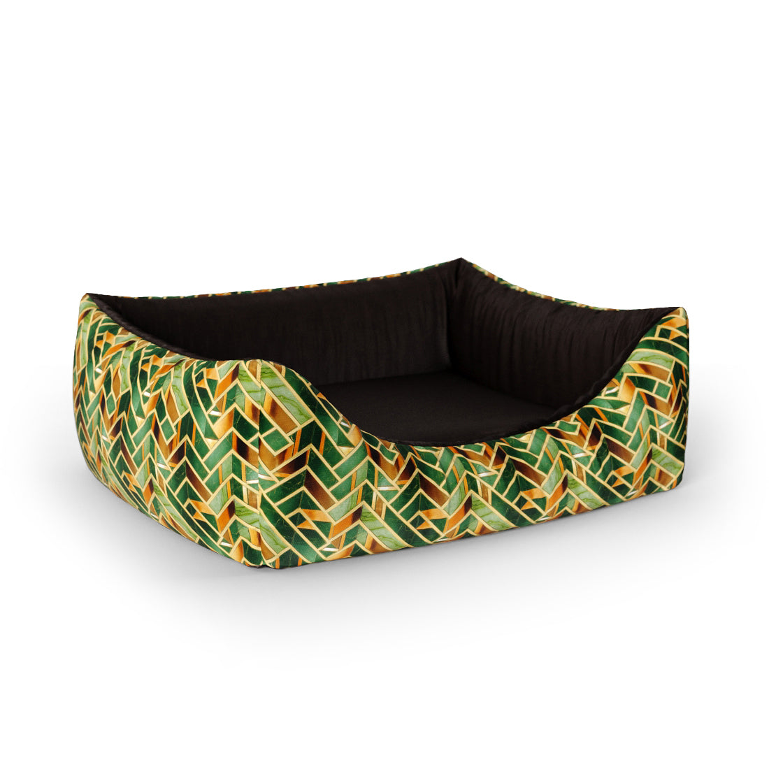 Personalisiertes Lounge-Hundebett im Retro-Marmor-Mais-Design mit Eingang