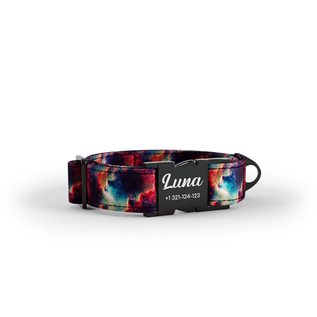 Space Nebula Maroon Personalized Dog Collar And Leash Set