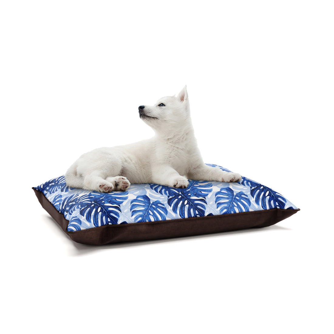 Tropical Leaves Indigo Personalized Pillow Style Fashion Dog Bed