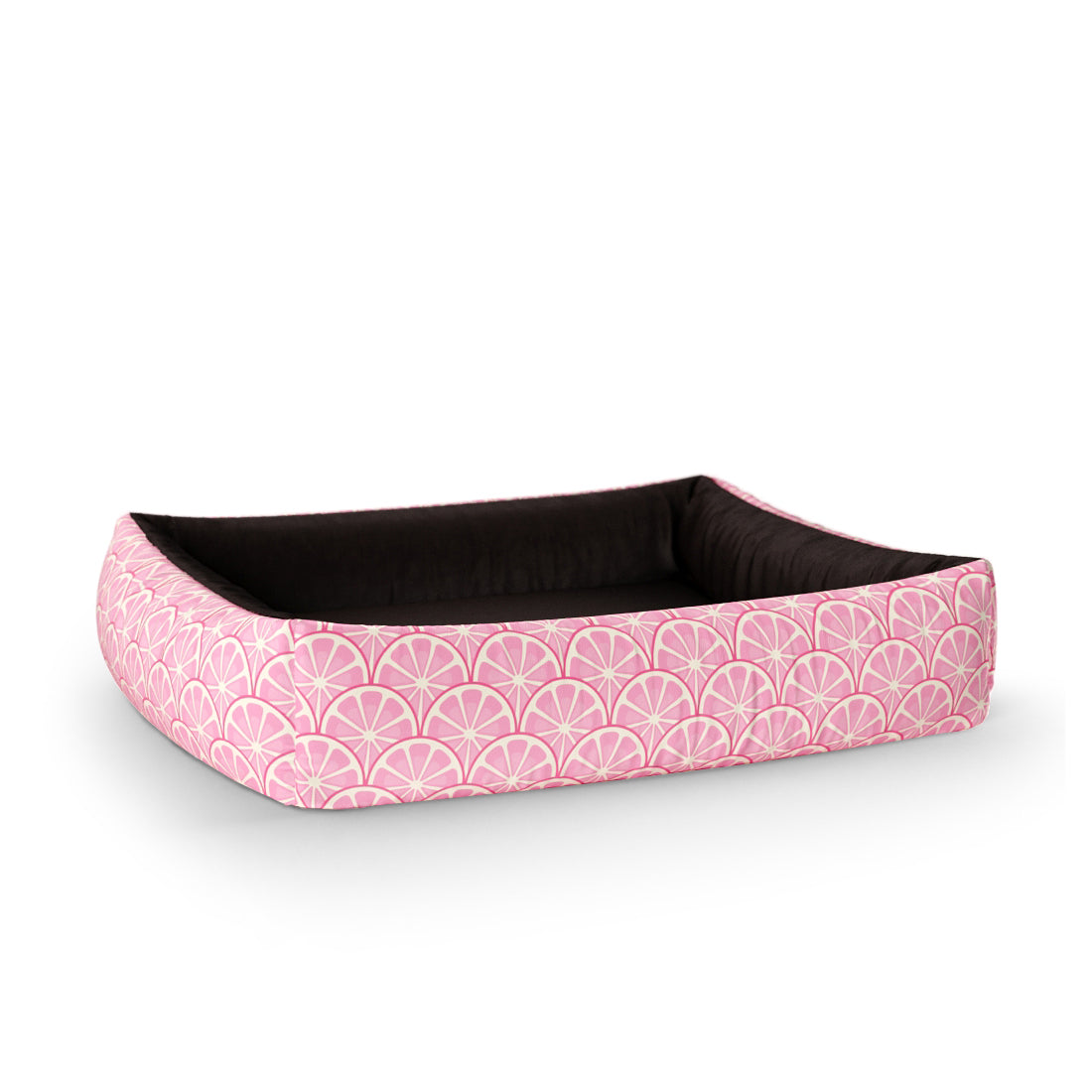 Pink Lemonade Cotton Personalized Lounge Dog Bed With Sides