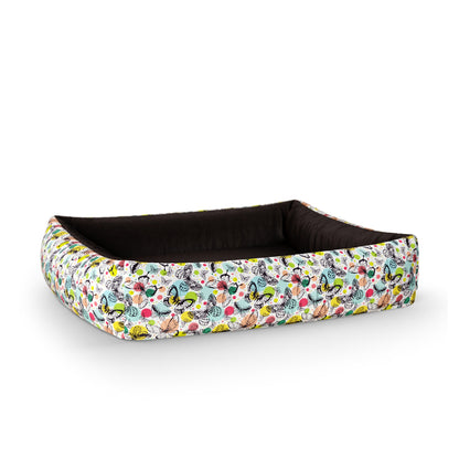 Butterflies Canary Personalized Lounge Dog Bed With Sides