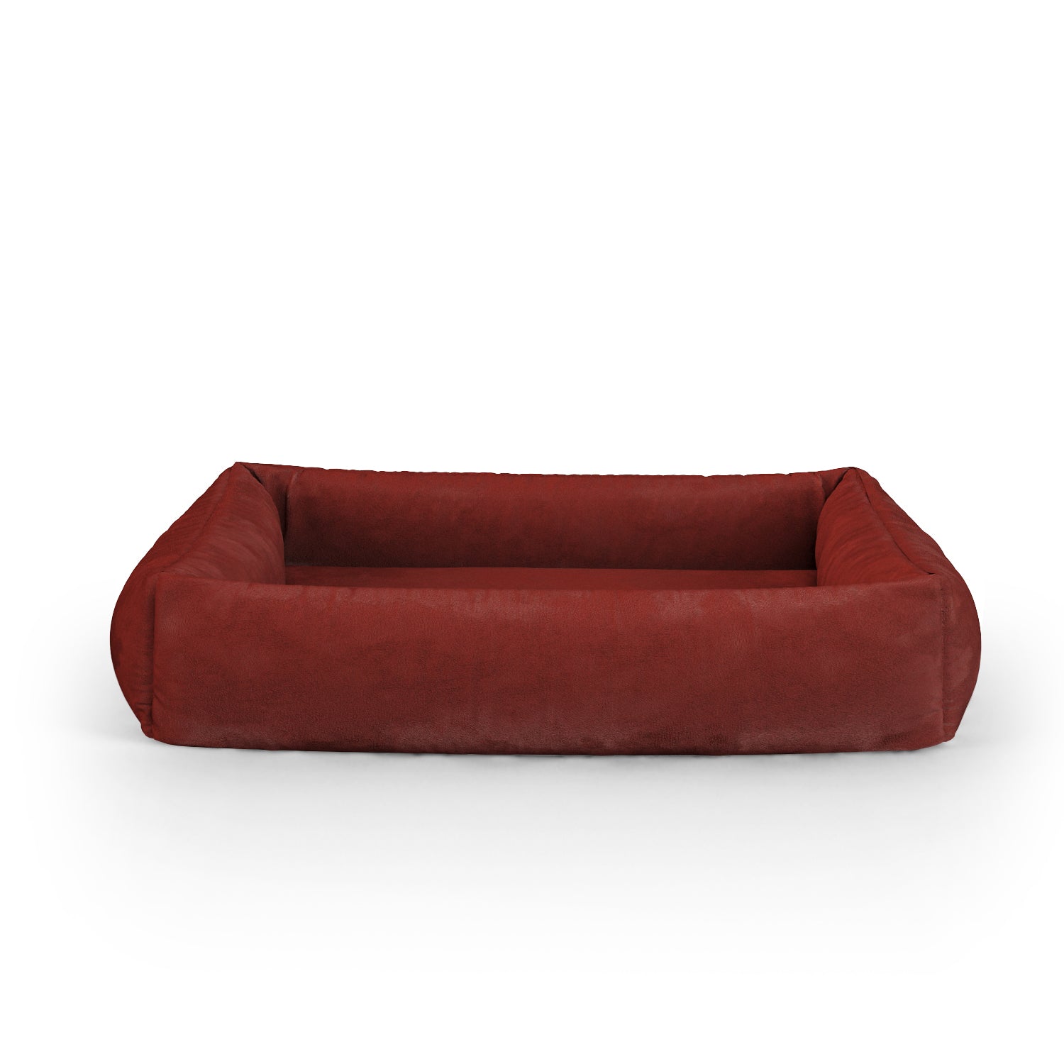 Luxury Velvet Look Mahogany Personalized Lounge Dog Bed With Sides