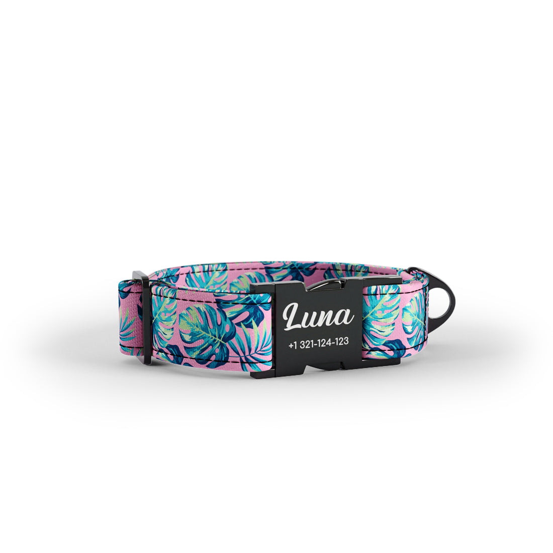 Tropical Leaves Cermation Personalized Dog Collar