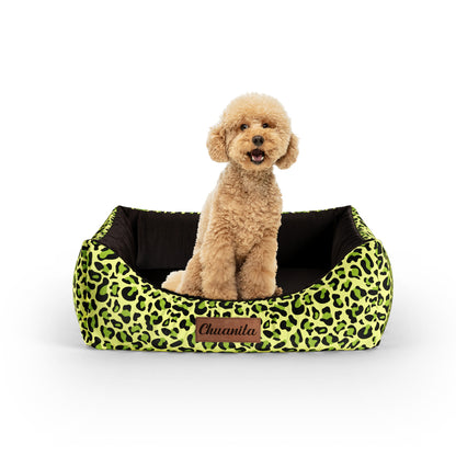 Crazy Leopard Scream Personalized Lounge Dog Bed With Entrance