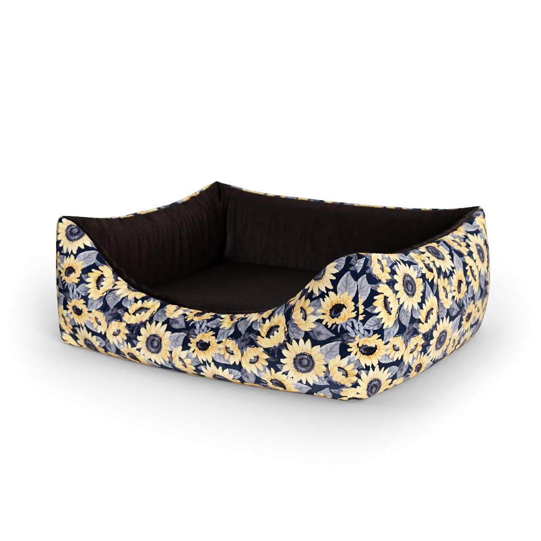 Sunflowers Maya Personalized Lounge Dog Bed With Entrance