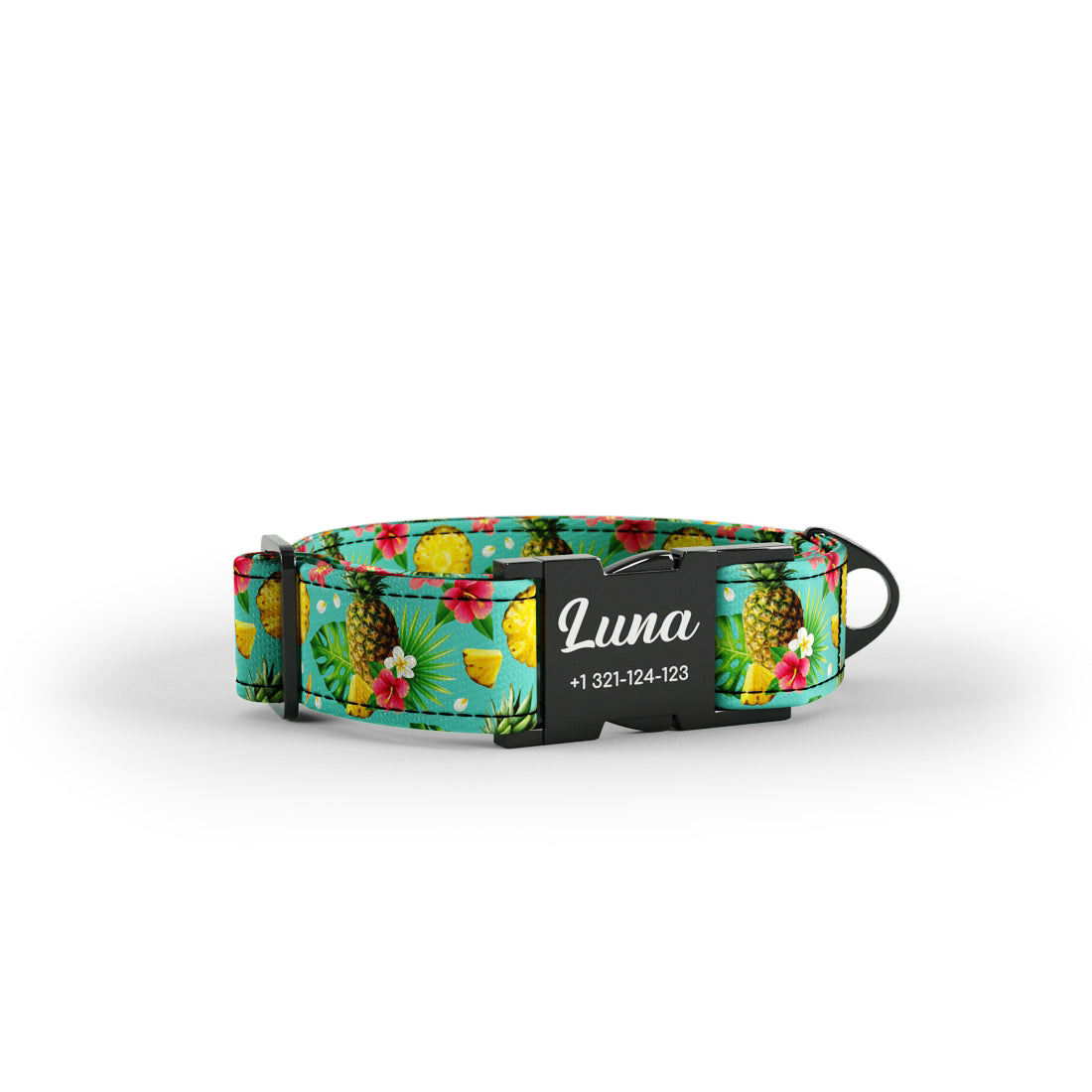 Pineapple Emerald Personalized Dog Collar