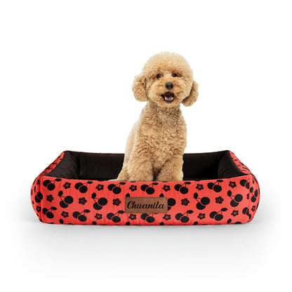 Cherries On Top Mystic Personalized Lounge Dog Bed With Sides