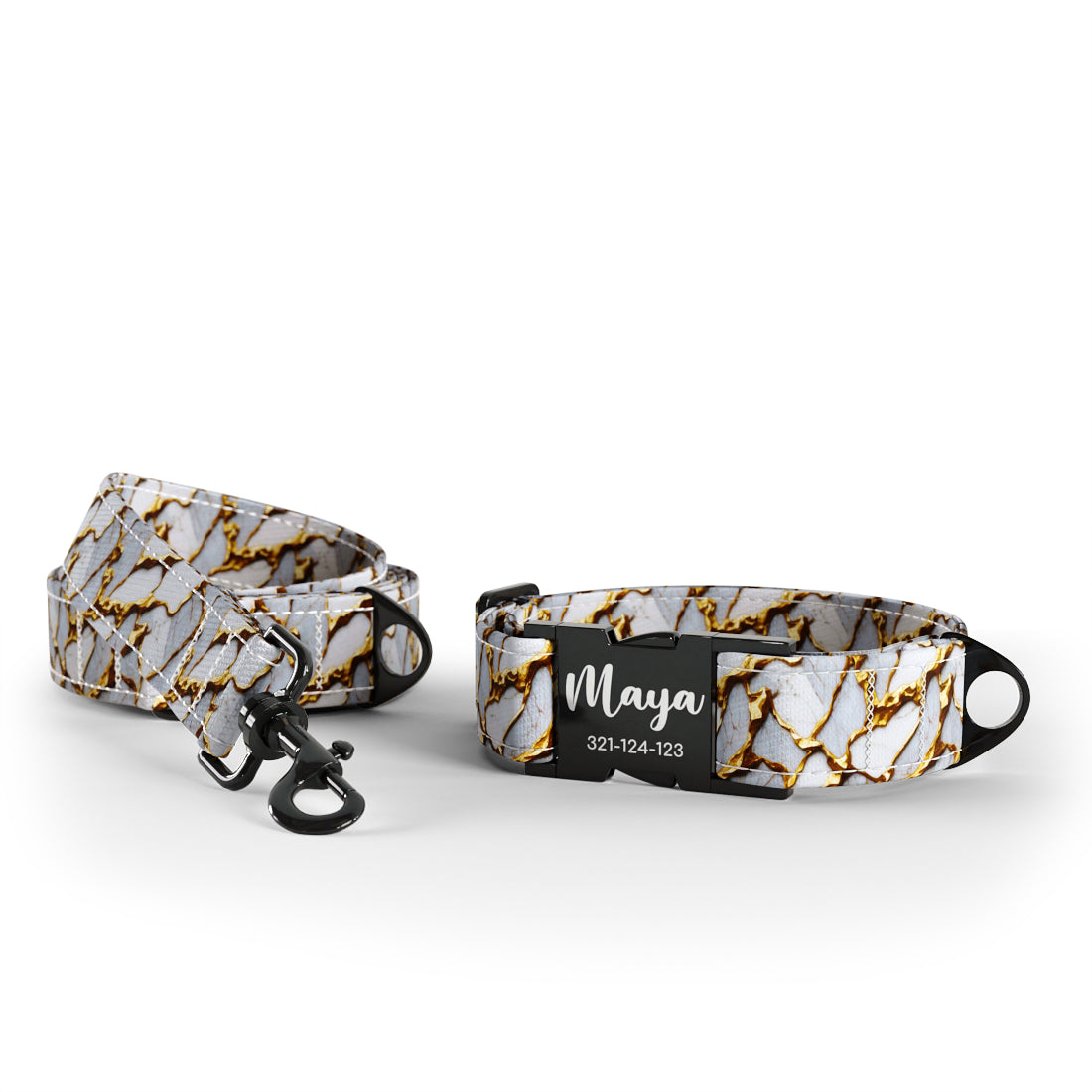 Gold Marble Marigold Personalized Dog Collar